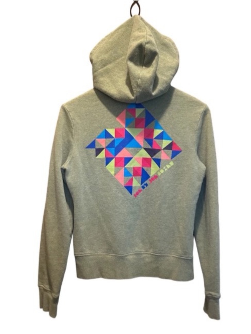 Joe Boxer Full Zip Up Hooded Sweatshirt Jacket Happy Face Geo Graphic Women’s M